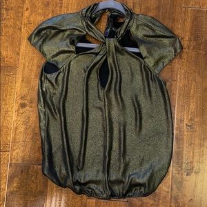 BCBGMaxAzria Metallic Top with Cutouts Size XS